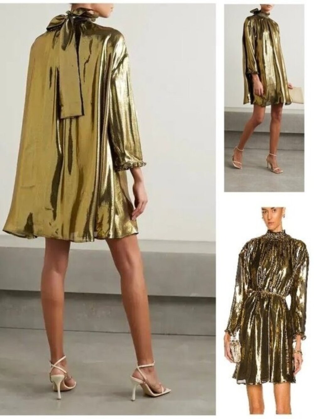 NEW $595 RHODE PRIYA METALLIC SILK BLEND TRAPEZE STYLE MINI DRESS #3 SIZE XS/S